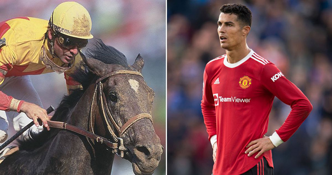 Ngựa Fusaichi Pegasus (trái) có mức giá mua gấp 2 lần so với bản hợp đồng của Ronaldo với Man Utd hiện tại