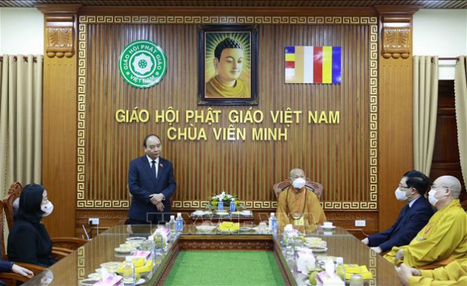 Chủ tịch nước Nguyễn Xuân Phúc viếng Đại lão Hòa thượng Thích Phổ Tuệ - 8