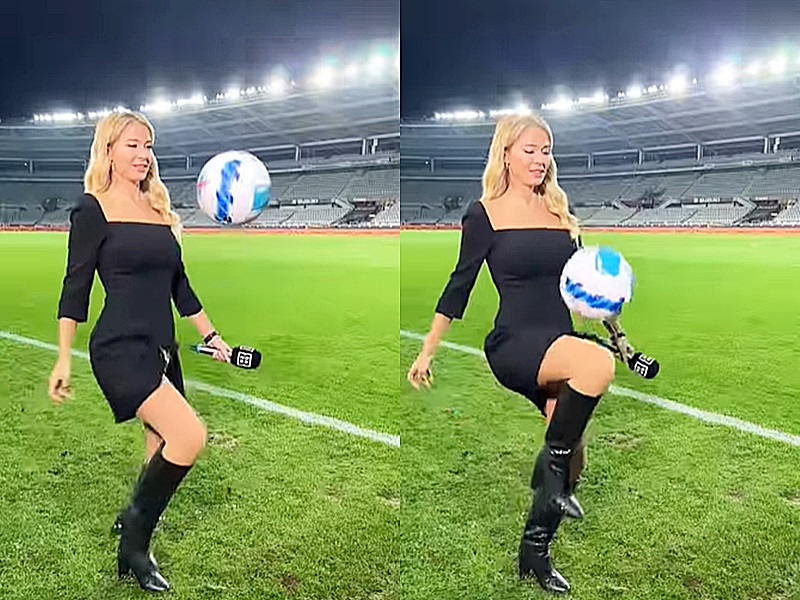 MC thể thao sexy nhất thế giới diện váy xẻ nửa đùi chơi bóng đá hút nửa triệu người like - 1