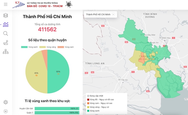 Với bản đồ mới cập nhật cho COVID-19, người dân TP HCM có thể dễ dàng nhận biết được tình hình vùng xanh, vàng, cam, đỏ và đưa ra quyết định nhanh chóng, an toàn. Bản đồ cập nhật liên tục giúp dân sinh sống và kinh doanh trong thời điểm khó khăn đang trải qua.
