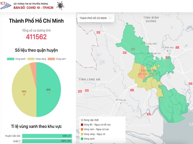 Công nghệ thông tin - COVID-19: Chi tiết vùng xanh, vàng, cam, đỏ tới cấp độ tổ dân phố tại TP.HCM