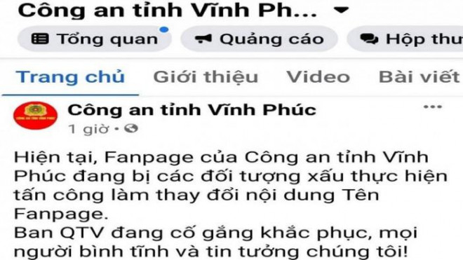 Thông báo chính thức của Công an tỉnh Vĩnh Phúc