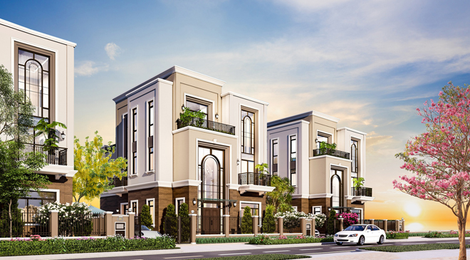 Biệt thự phong cách bán cổ điển lịch lãm và sang trọng.