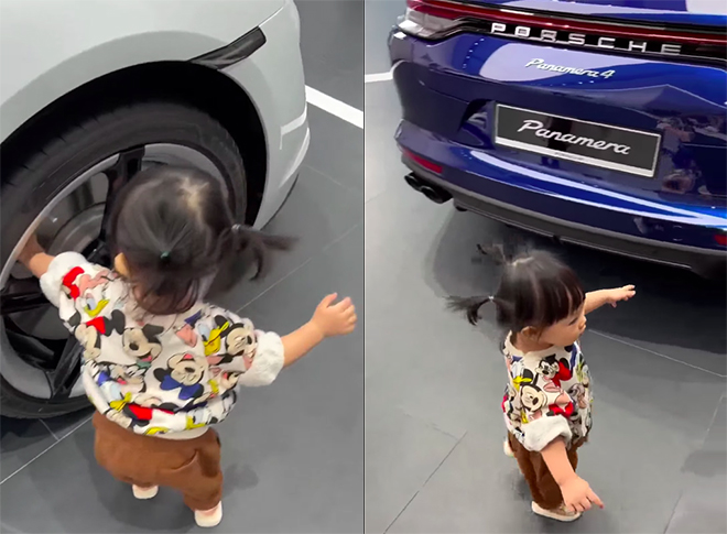 Ái nữ nhà Cường Đôla đi &#34;thị phạm&#34; xe tại showroom Porsche, &#34;gợi ý&#34; ba mua chiếc khá đặc biệt - 1