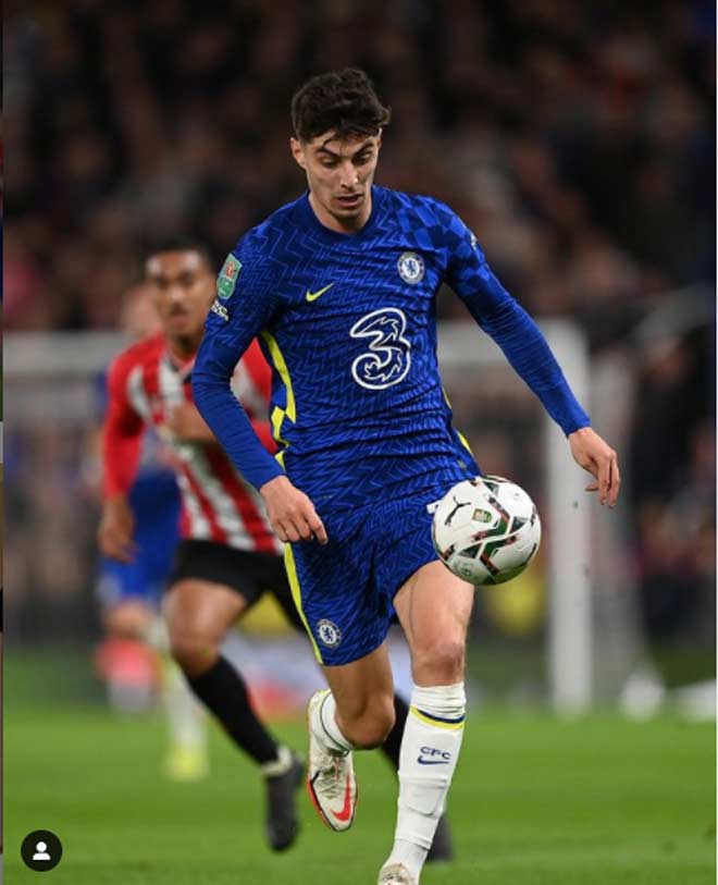 Havertz chơi khá xông xáo từ đầu trận trên hàng công của Chelsea