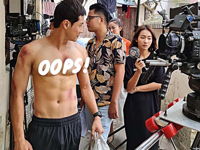 Làm đẹp - Thanh Sơn lộ cơ bắp như nam thần trong hậu trường phim "11 tháng 5 ngày"