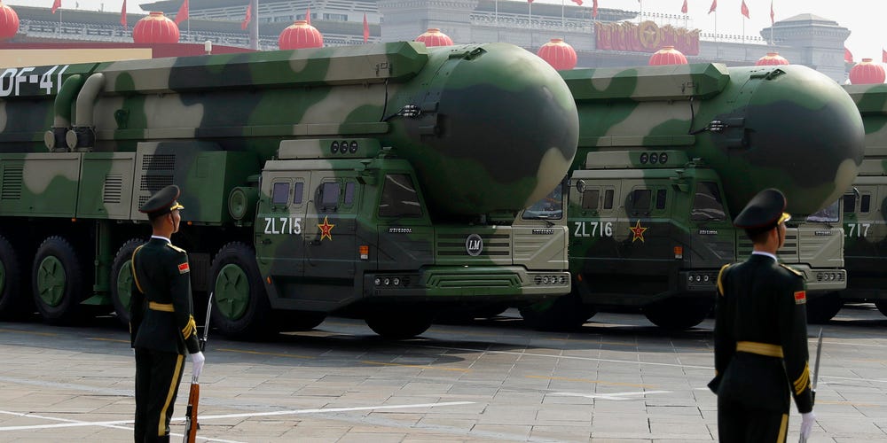 Các tên lửa liên lục địa DF-41 của Trung Quốc. Ảnh: AP