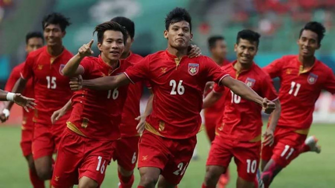U-23 Myanmar trong trận thắng khó trước U-23 Đài Loan. Ảnh: AFC