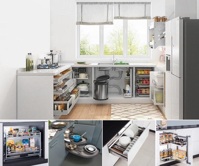 Nhiều giải pháp lưu trữ thông minh cho tủ bếp hiện đại