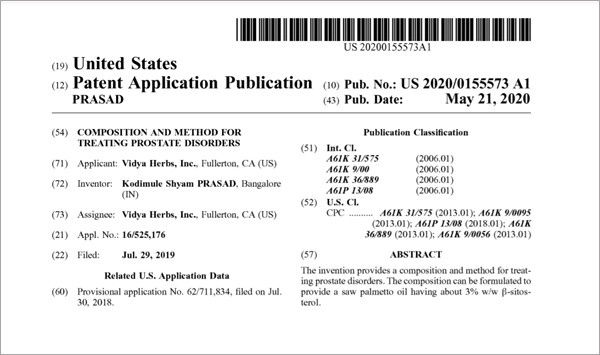 Vispo được cấp bằng sáng chế tại Mỹ trong hỗ trợ điều trị bàng quang tăng hoạt OAB vào tháng 5/2020