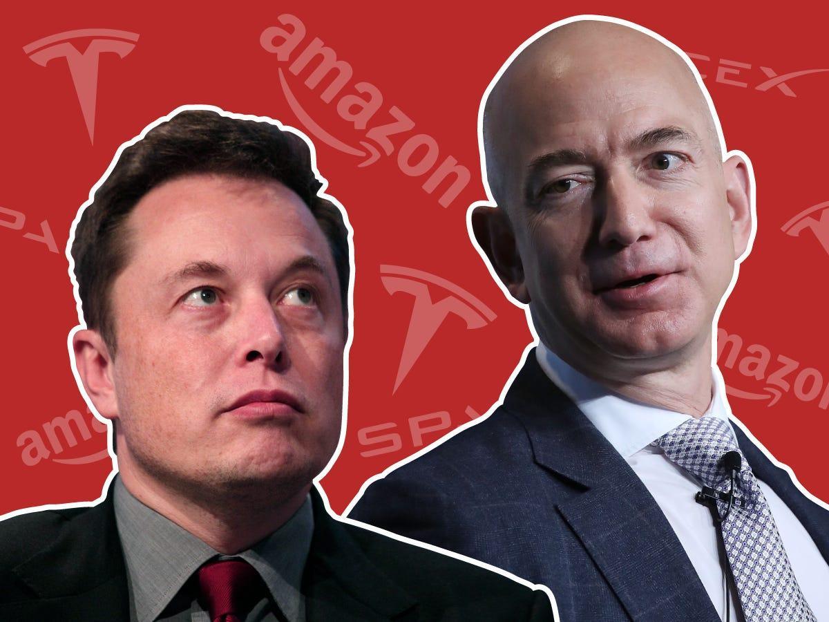 Jeff Bezos và Elon Musk – 2 tỷ phú thường xuyên cạnh tranh vị trí giàu nhất thế giới (ảnh: Bloomberg)