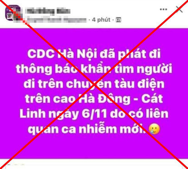 CDC Hà Nội bác thông tin tìm người đi tàu Cát Linh – Hà Đông.