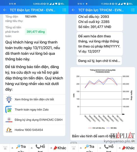 Cách kiểm tra lượng điện nước tiêu thụ hàng tháng bằng Zalo - 3