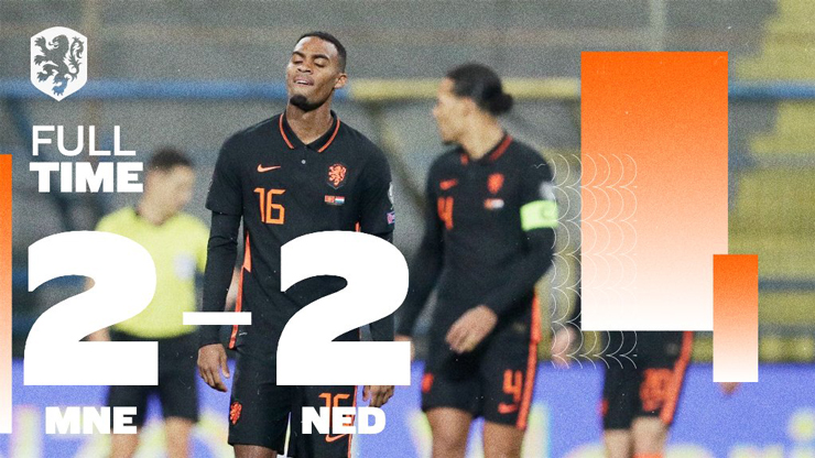 Hà Lan bất ngờ bị Montenegro cầm hòa ở lượt thứ 9 vòng loại World Cup 2022 khu vực châu Âu