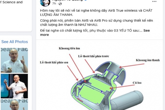 Ông Nguyễn Tử Quảng đăng "tút" phân tích chất lượng âm thanh tai nghe Bkav