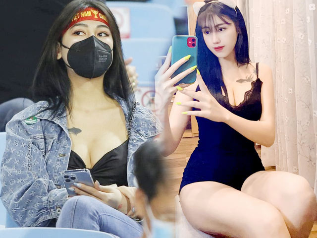 Bạn trẻ - Cuộc sống - Nhan sắc đời thực gây bất ngờ của cô gái ăn mặc sexy đi xem bóng đá