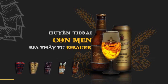 Bia Thầy tu Eibauer với lớp men bia sống lắng đọng dưới đáy chai