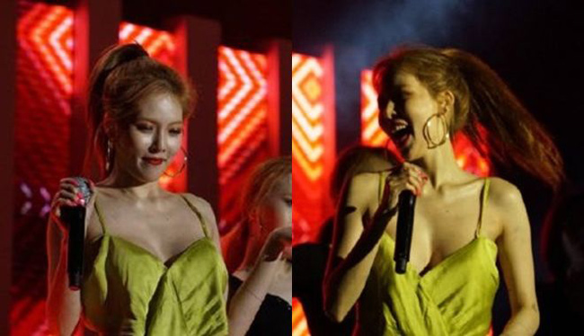 Rất may cách xử lý chuyên nghiệp giúp nữ ca sĩ được người hâm mộ thông cảm. Sau sự cố, HyunA vẫn tiếp tục hoàn thiện phần trình diễn.
