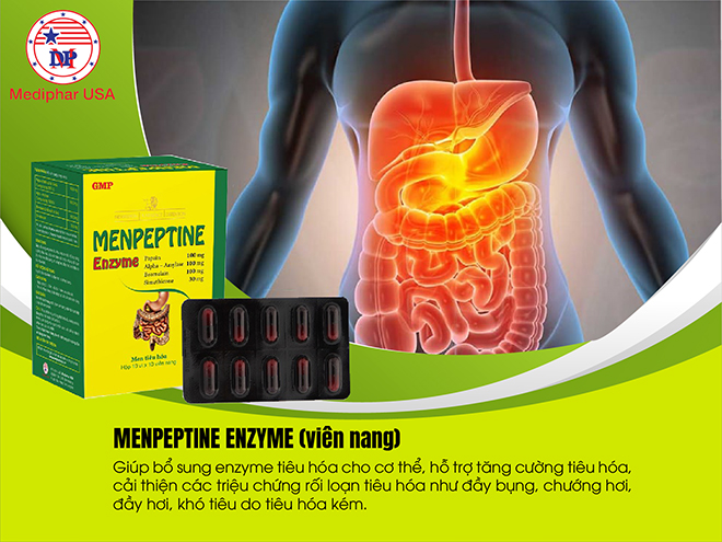 Men tiêu hoá Menpeptine Enzyme hỗ trợ cải thiện rối loạn tiêu hoá