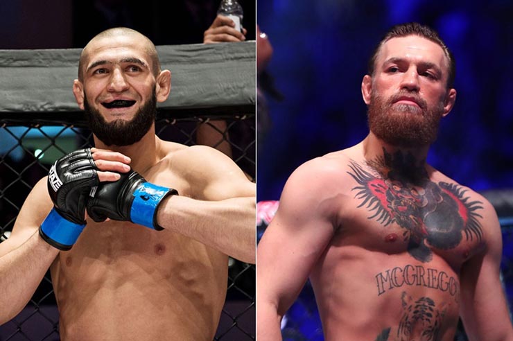 Khamzat Chimaev (trái) thách thức McGregor