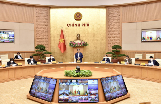 Thủ tướng Phạm Minh Chính chủ trì cuộc họp của Ban chỉ đạo quốc gia phòng chống dịch Covid-19 - Ảnh: VGP
