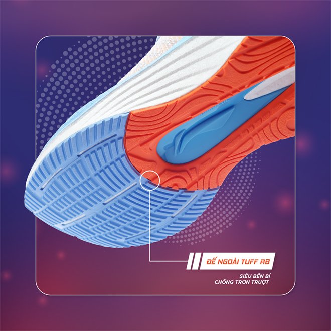 Đế ngoài Tuff RB siêu bền bỉ, chống trơn trượt trên mọi địa hình