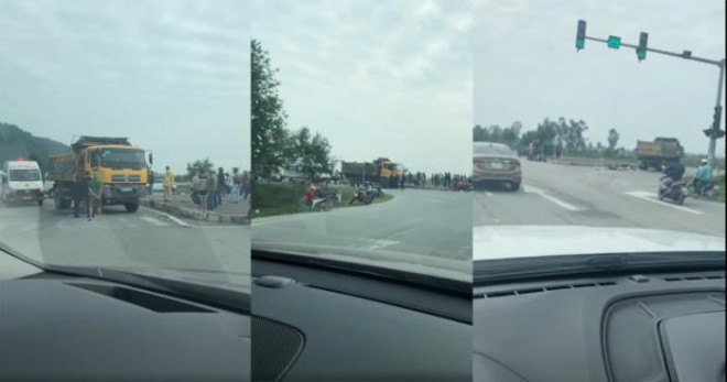 Ngã tư nơi xảy ra tai nạn có đèn tín hiệu điều khiển giao thông. (Ảnh: người dân ghi lại qua camera hành trình)