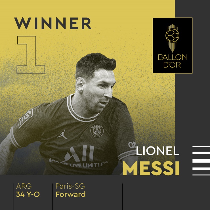 Trao giải Quả Bóng Vàng 2021: Messi đánh bại Lewandowski, lần thứ 7 đăng quang - 3