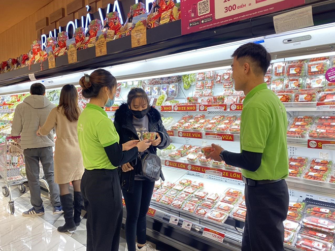 Gian hàng sampling dâu tây Hàn Quốc của Biovegi