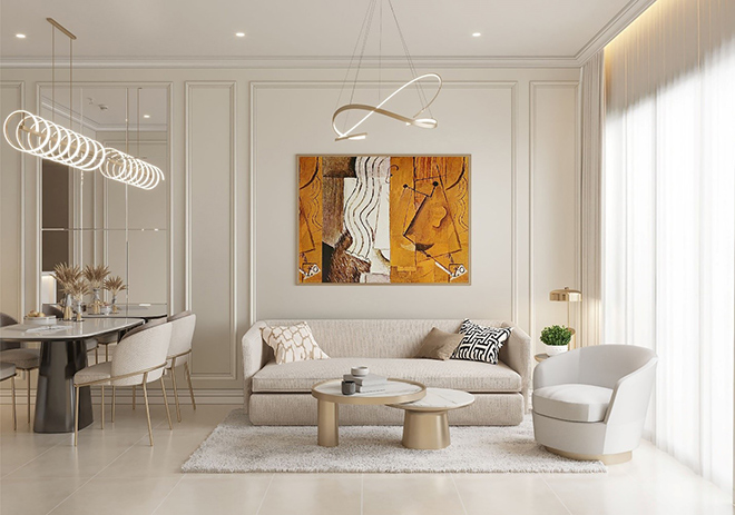 Căn hộ 1 phòng ngủ được trang bị đầy đủ nội thất sang trọng