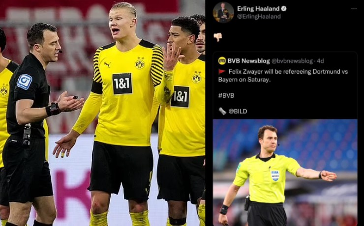 Haaland và các&nbsp;cầu thủ Dortmund bức xúc sau trận thua Bayern Munich vì bị trọng tài&nbsp;Felix&nbsp;Zwayer xử ép