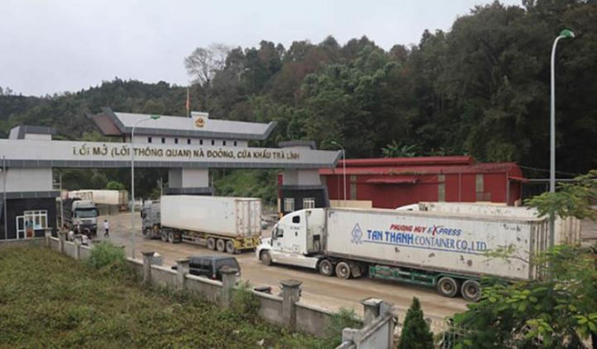 Xe chở nông sản nhập khẩu sang Trung Quốc. Ảnh: TTXVN