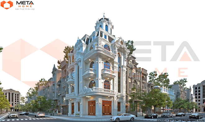 Nhà phố lô góc thiết kế theo phong cách tân cổ điển