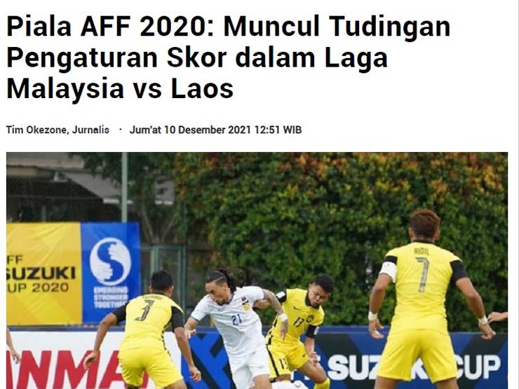 Tin về lời tố cáo dàn xếp tỷ số đăng trên báo chí Indonesia. Báo giới Malaysia gần như không quan tâm