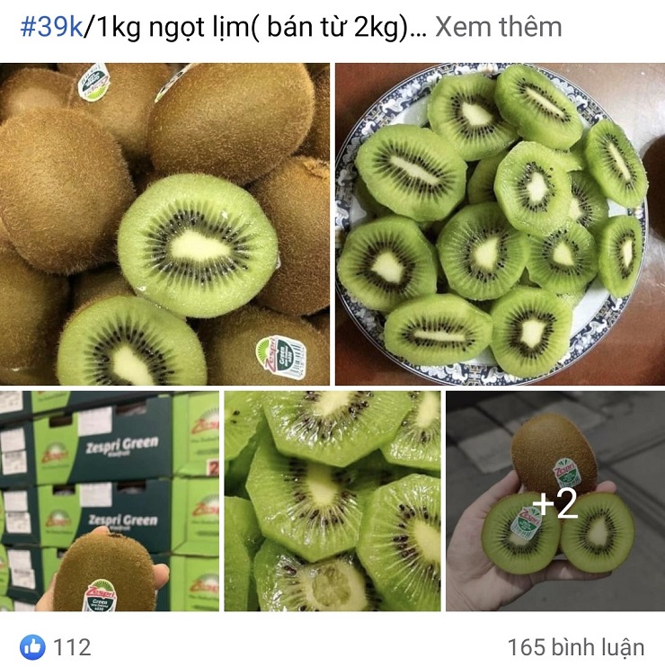 Kiwi xanh được bán với giá chỉ từ 39.000 đồng/kg. (Ảnh chụp màn hình).