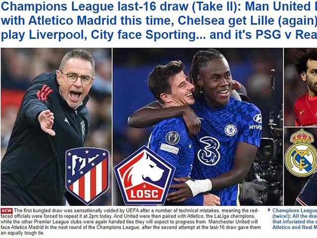 Bóng đá - MU tránh PSG gặp Atletico vòng 1/8 Cúp C1: Báo Anh tin "Quỷ đỏ" có lợi thế đi tiếp