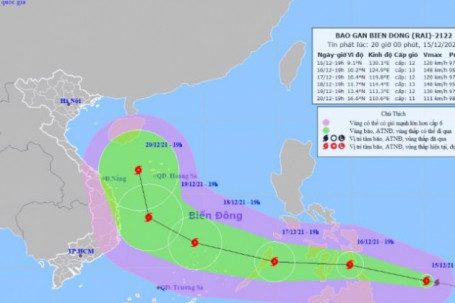 Bão Rai gió giật cấp 15 tiến nhanh vào Biển Đông, khả năng mạnh thêm