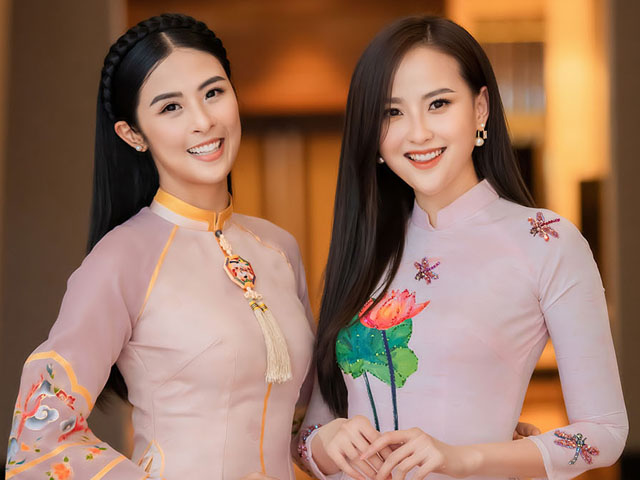 Giải trí - Hoa hậu Ngọc Hân, Khánh Ngân diện áo dài khoe sắc