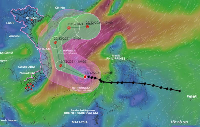 Dự báo vị trí và đường đi của bão số 9. Ảnh: VNDMS