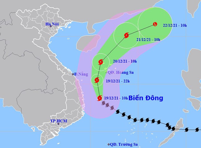 Dự báo vị trí và hướng di chuyển của bão số 9 - Nguồn: Trung tâm Dự báo khí tượng thủy văn quốc gia