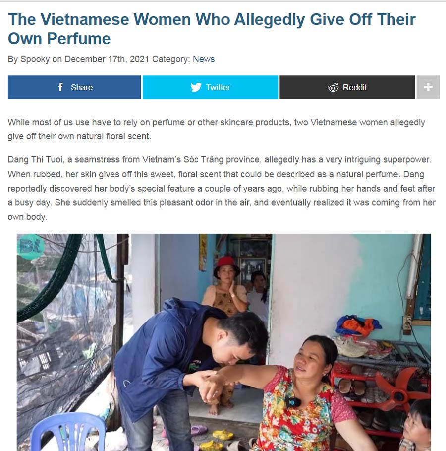 Trang Odditycentral đưa tin về 2 người phụ nữ kỳ lạ ở Việt Nam.