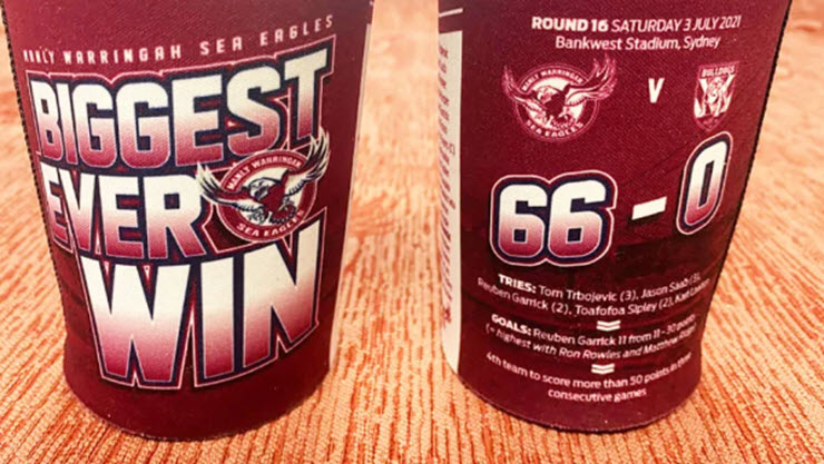 Trận thua của Bulldogs bị in lên cốc bán bia
