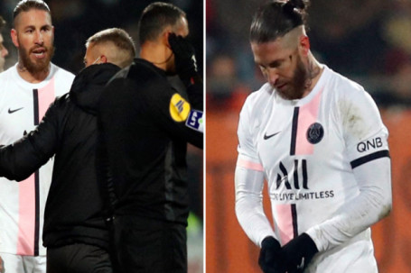 Cận cảnh Ramos "nổi điên", vùng vằng rời sân sau thẻ đỏ đầu tiên tại PSG