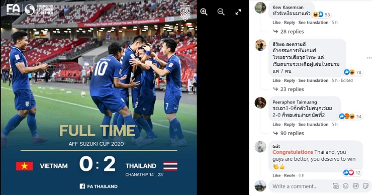 Các CĐV Thái Lan tranh luận sôi nổi sau chiến thắng của đội nhà trước ĐT Việt Nam