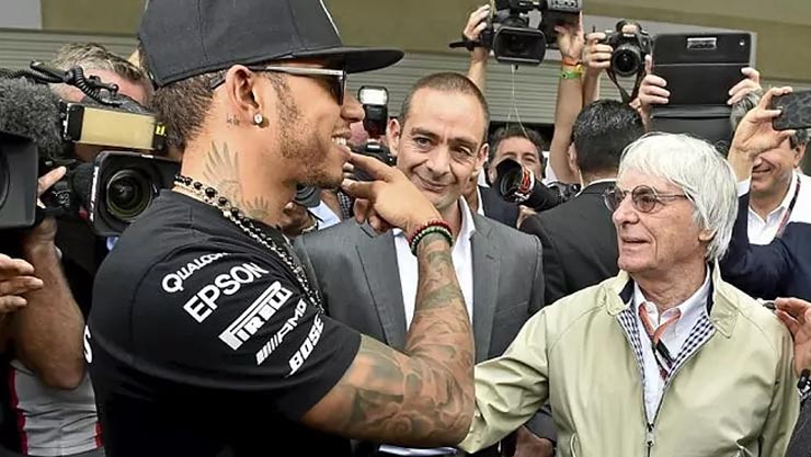 Lewis Hamilton và Bernie Ecclestone ở Mexico GP 2016