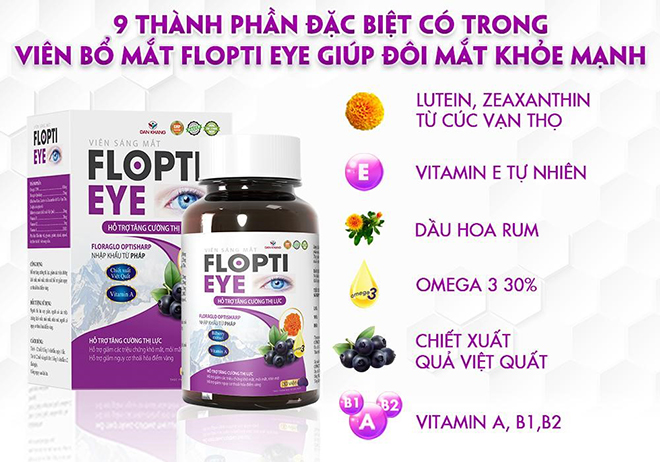 9 thành phần đặc biệt có trong Viên bổ mắt Flopti Eye giúp đôi mắt khỏe mạnh