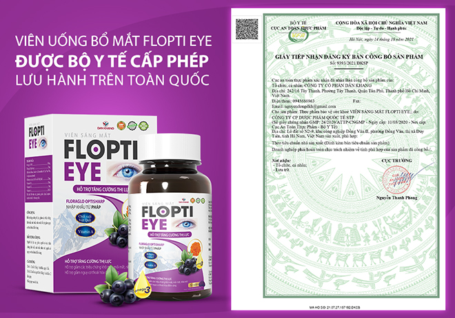 Viên uống Bổ mắt Flopti Eye được Bộ Y tế cấp phép lưu hành trên toàn quốc