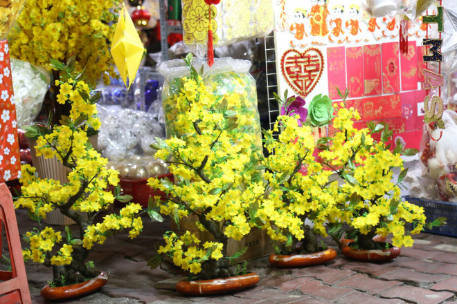 Một số cửa hàng cũng đã bán chậu mai trang trí bằng nhựa.