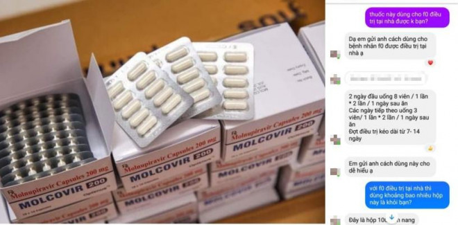 PV được người bán hàng trên mạng hướng dẫn cách sử dụng thuốc trị COVID-19 mang tên Molcovir cho trường hợp F0 tại nhà