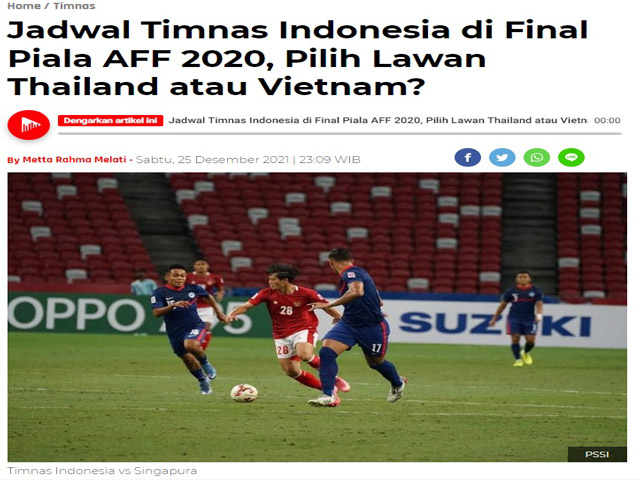 Bóng đá - Báo Indonesia: "Chọn Việt Nam hay Thái Lan cho trận chung kết AFF Cup?"